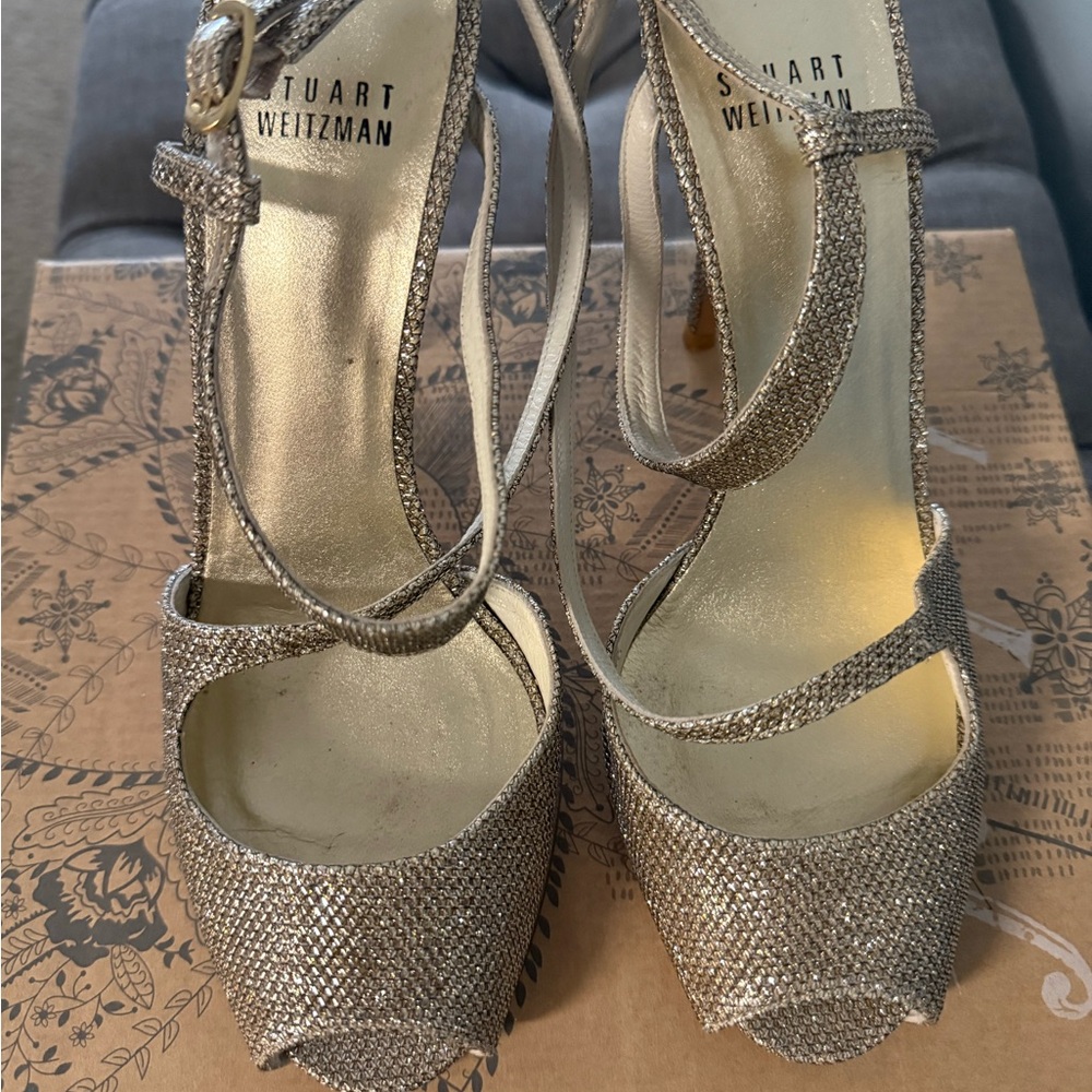Stuart Weitzman Glittering Gold Heels